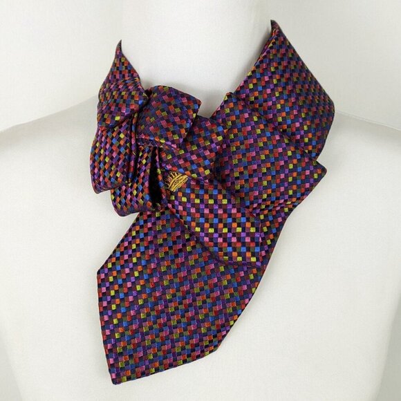 Multi Colored Ascot Tie - Women's Tie - Unique Scarf - Picture 6 of 7